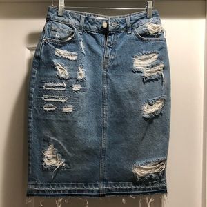 Zara basic denim high wasted skirt